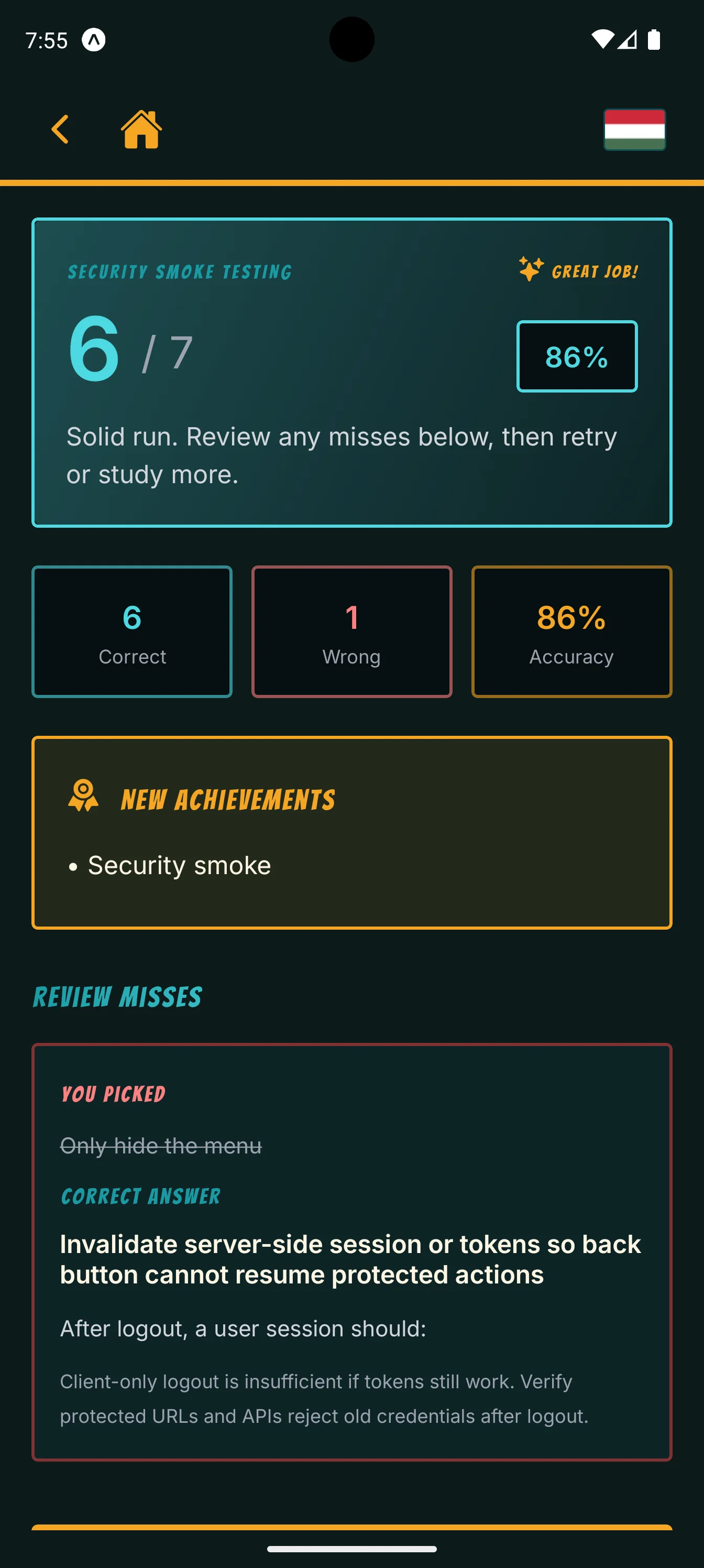 Screenshot of the QA Evolve mobile app (8 of 10)