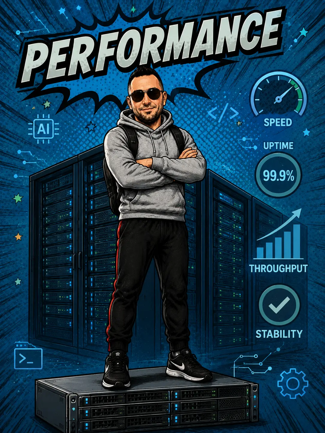 QA Evolve comic hero illustration 3